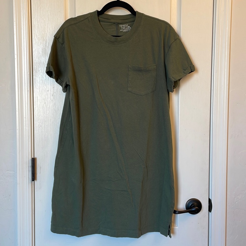 Army Green Pocket Tee Dress